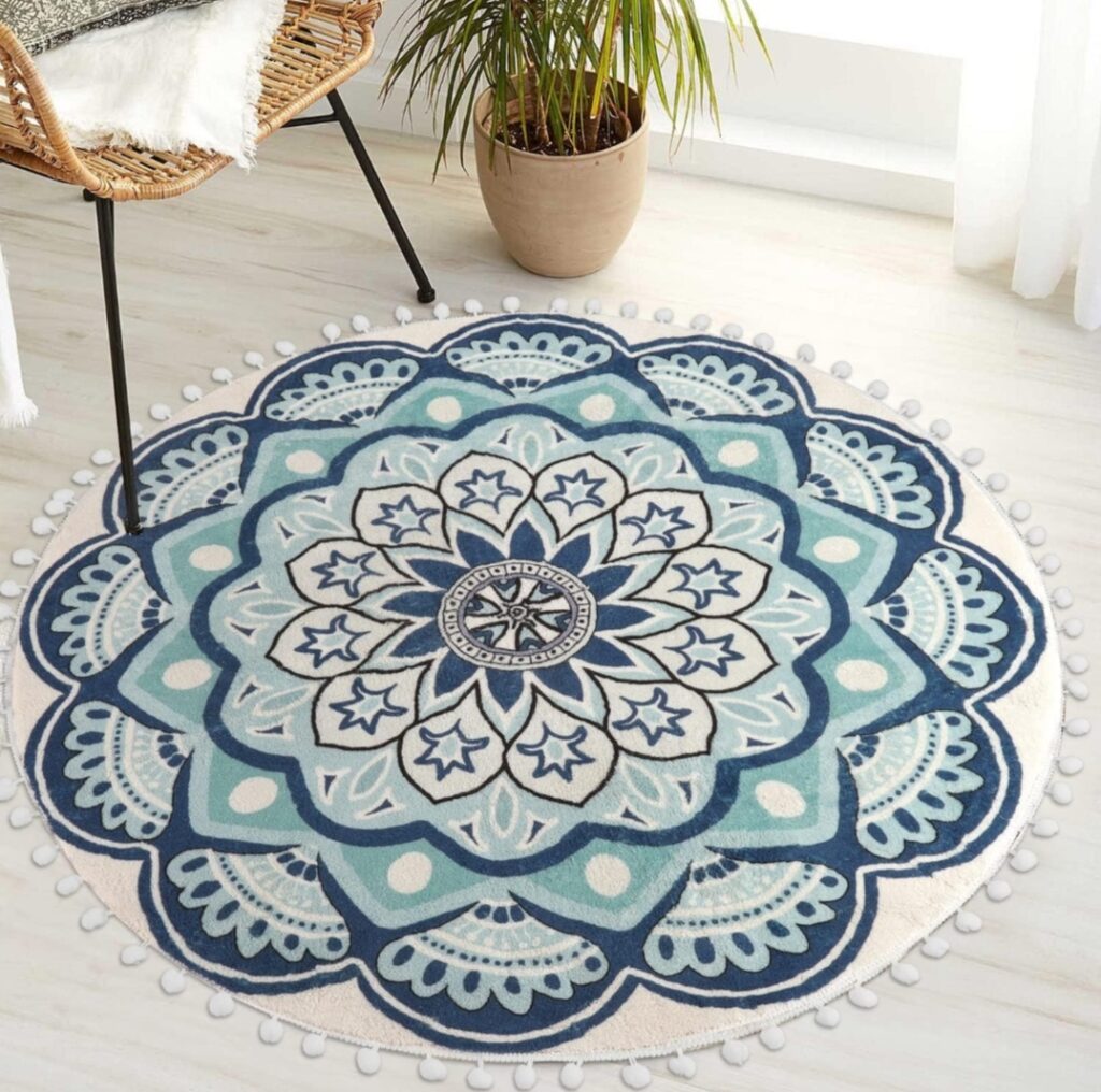 mandala boho rug, mandala rugs, mandala carpet ideas, mandala rug ideas, mandala home decor ideas, boho gift ideas for the home, boho christmas gift ideas